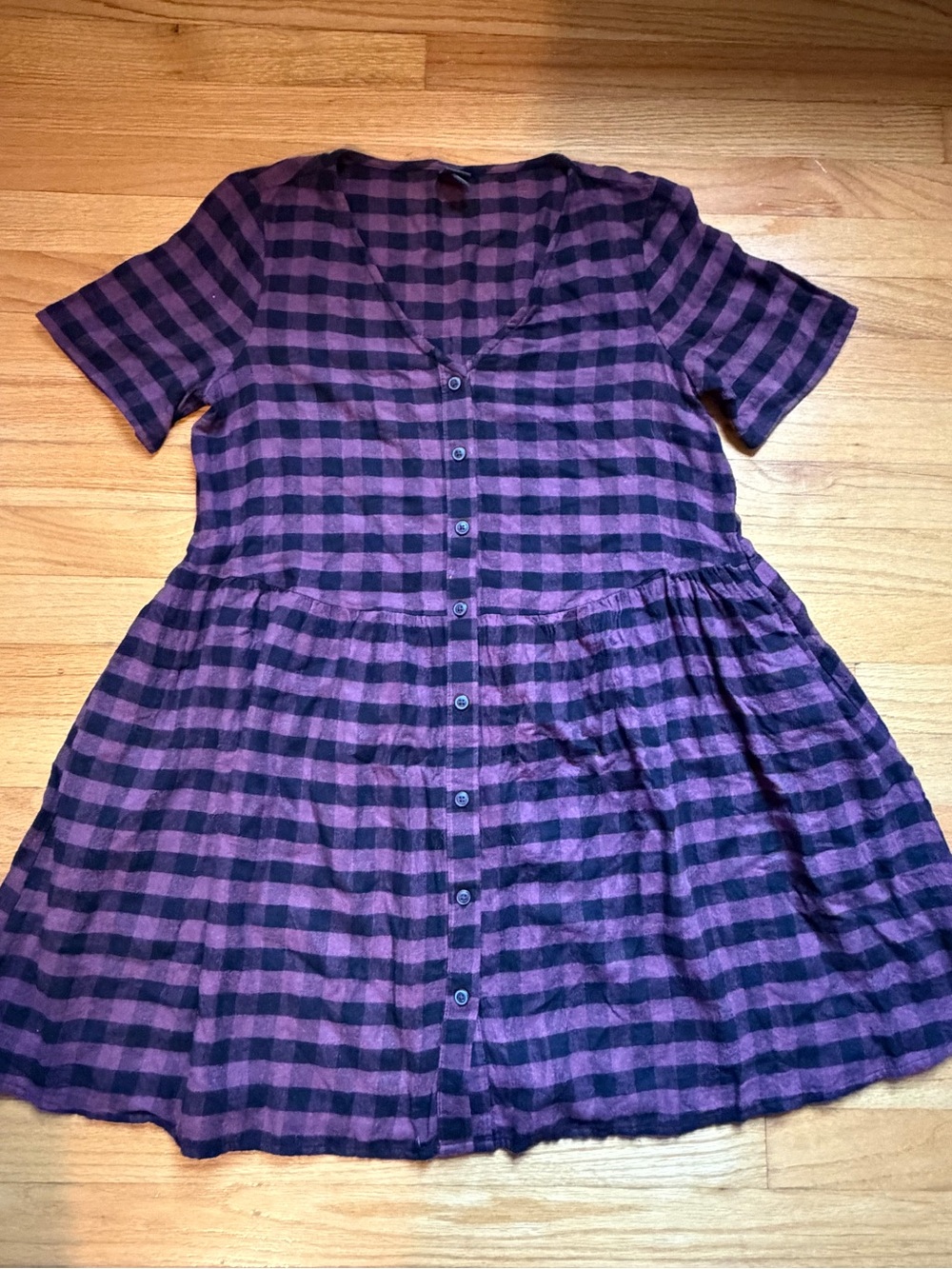 Wild Fable Purple Plaid Button-Front Dress